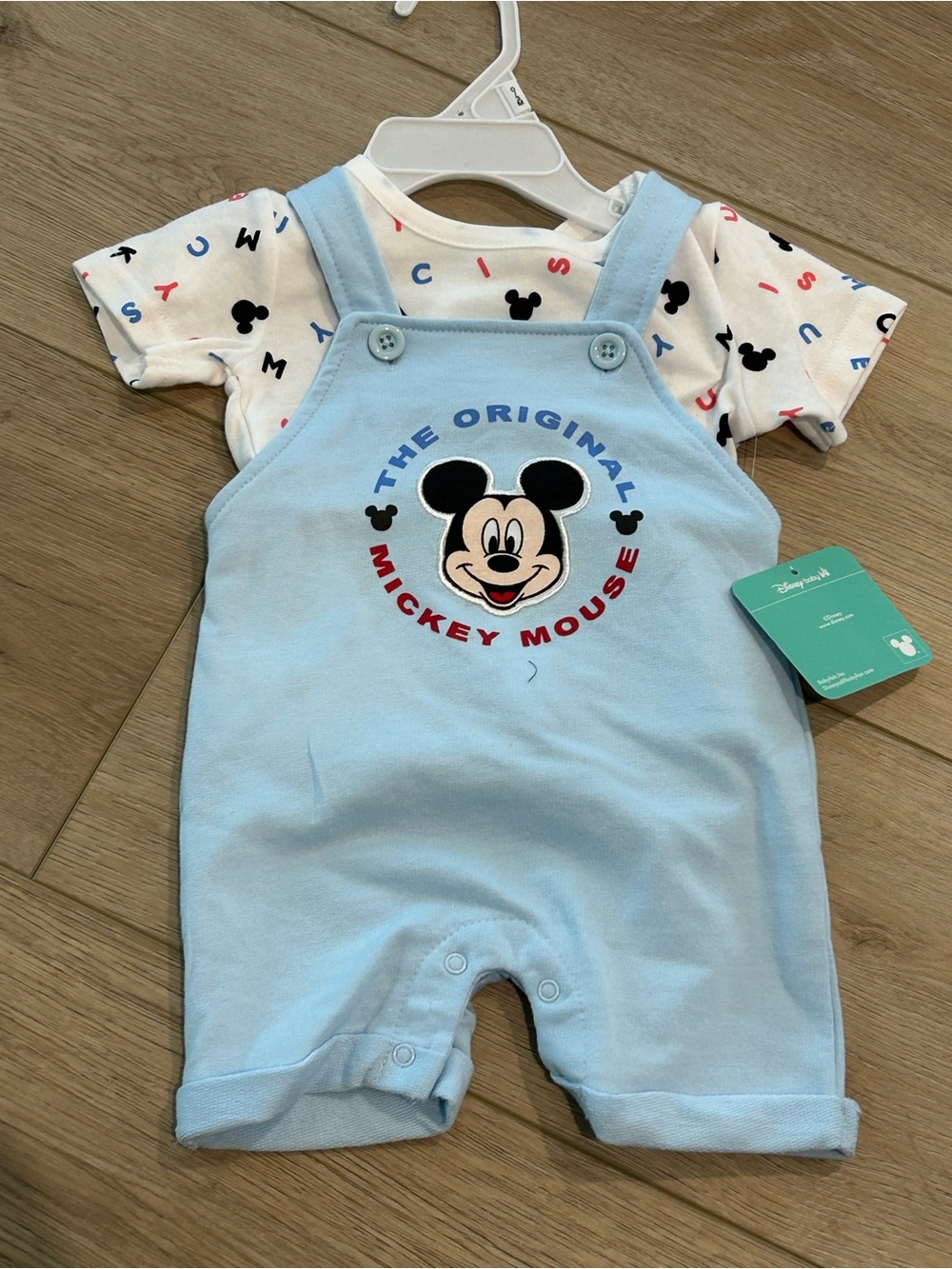 NWT Disney Mickey Mouse Baby Overalls Set with Shirt & Overalls Several Sizes